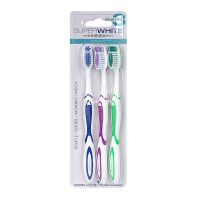 3 brosses à dents souples + brosse langue