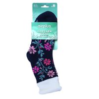 Chaussettes hydratantes fleurs noir taille 35-41