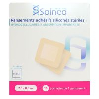10 x 1 pansement adhésif siliconé stérile 7,5 x 8,5cm