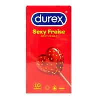 Sexy fraise 10 préservatifs lubrifiés