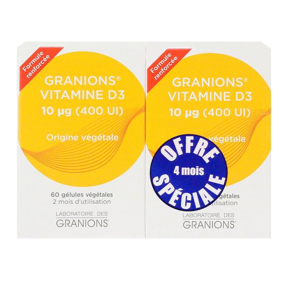 Vitamine D3 10µg (400UI) 2x60 gélules