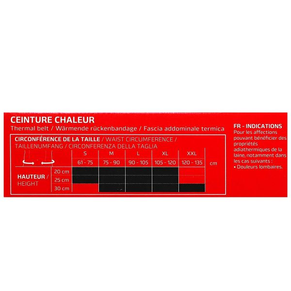 Ceinture chauffante gris anthracite taille Medium hauteur 25cm