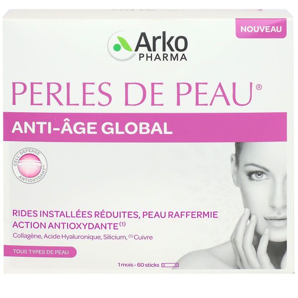 Perles de peau anti-âge global rides installées collagène 60 sticks