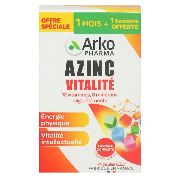 Azinc Vitalité vitamines minéraux oligo-éléments 74 gélules