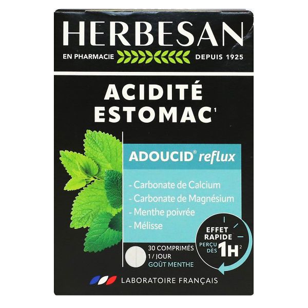 Adoucid estomac goût menthe 30 comprimés