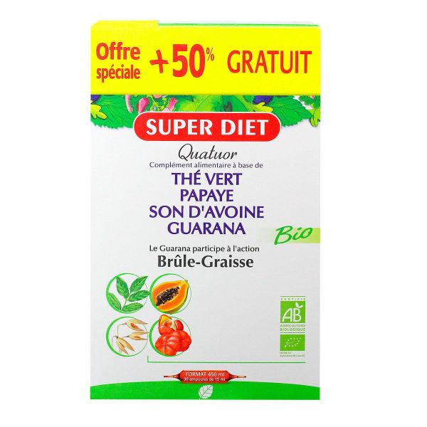 Quatuor brûle-graisse 30x15ml (50% gratuit)