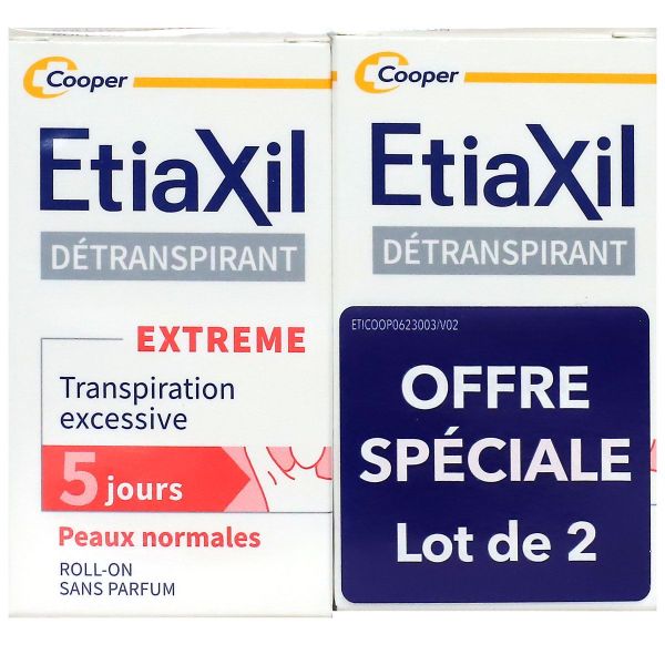 Détranspirant Extrême aisselles peau normale roll-on 2x15ml