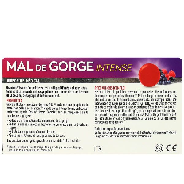 16 pastilles fruits rouges mal de gorge intense