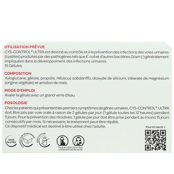 Cys-Control Ultra infections urinaires cystites 15 capsules