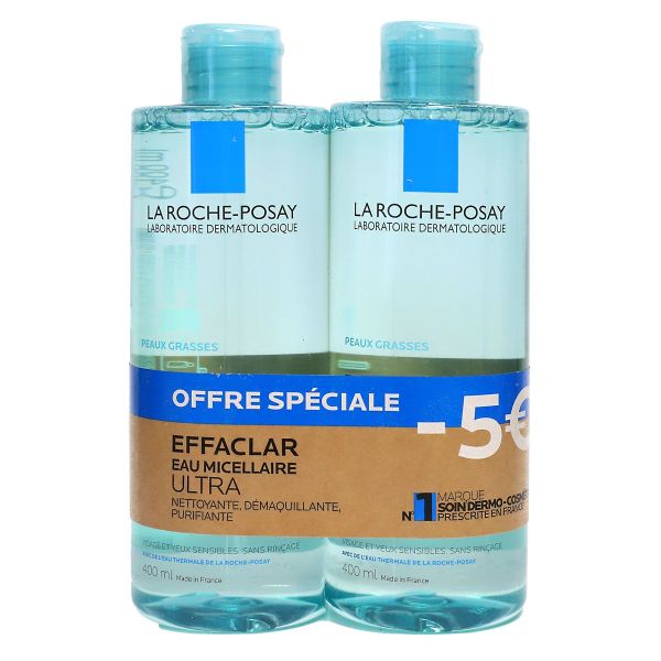 Effaclar Ultra Eau Micellaire démaquillante peau grasse 2x400ml