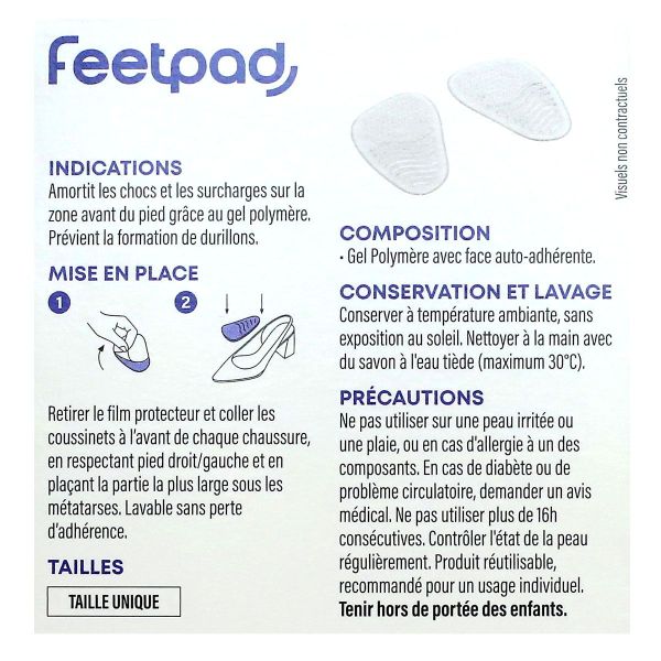 FeetPad 2 coussinets gel métatarses gauche et droit taille unique