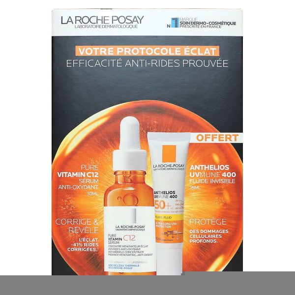 Pure Vitamin C12 serum anti-rides 30ml + Anthelios Uvmune 400 fluide 15ml offert