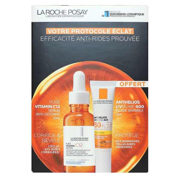 Pure Vitamin C12 serum anti-rides 30ml + Anthelios Uvmune 400 fluide 15ml offert