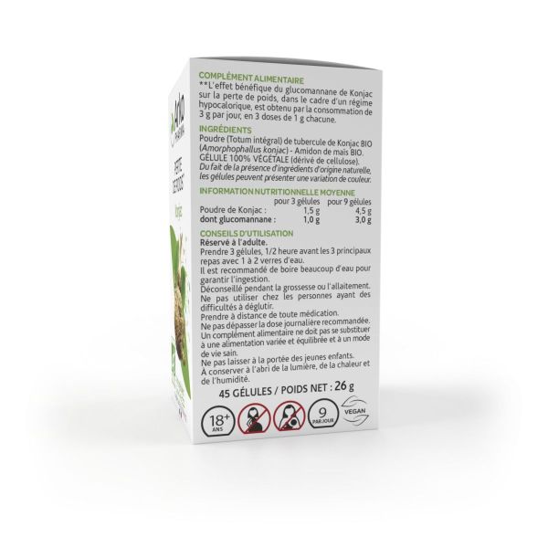 Arkogélules konjac bio 3000mg glucomannane 45 gélules