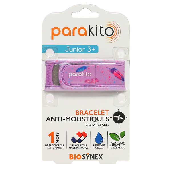 Bracelet anti-moustiques rechargeable Junior +3 ans Plume avec 2 recharges