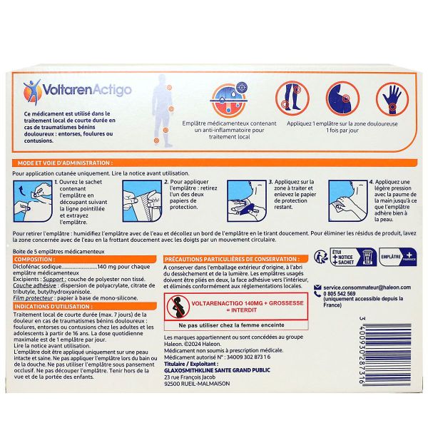 VoltarenActigo 140mg 5 emplatres medicamenteux