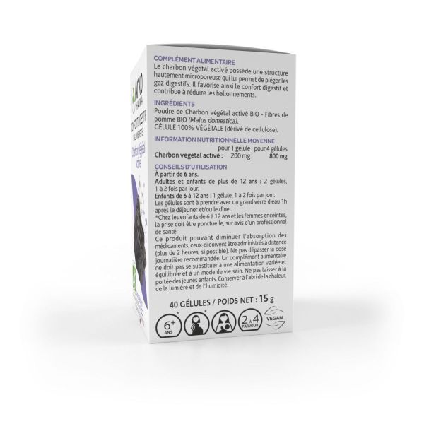 Arkogélules charbon végétal activé bio 40 gélules