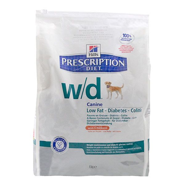 chien w/d Low Fat Diabète colites 4kg