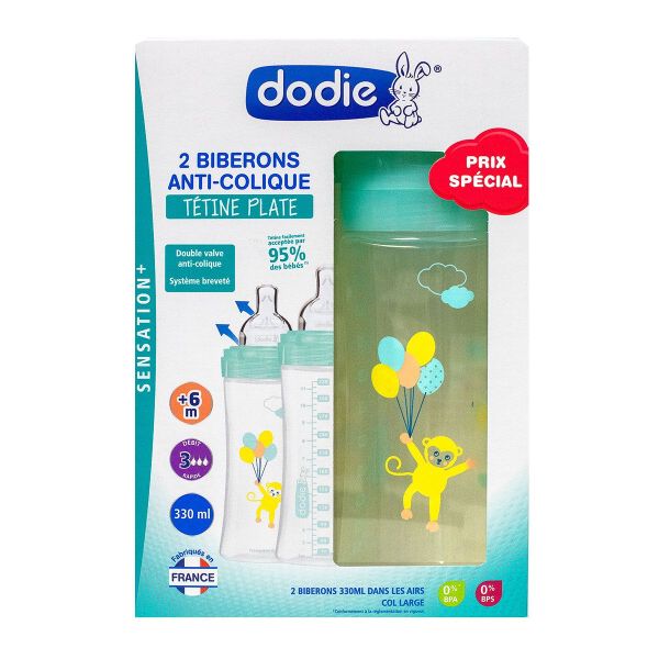 2 biberons singe débit 3 +6mois 2x330ml