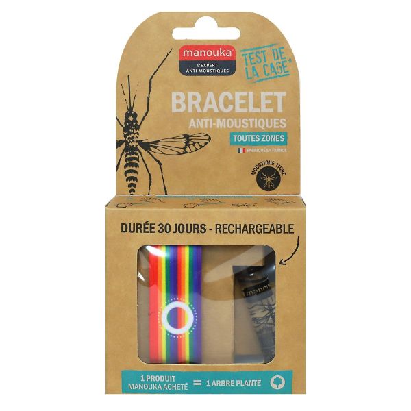 Bracelet motif arc-en-ciel anti-moustiques adulte